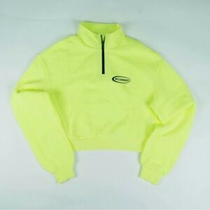 H&M Neon Green/Yellow Semi Cropped Sweatshirt with Zipper